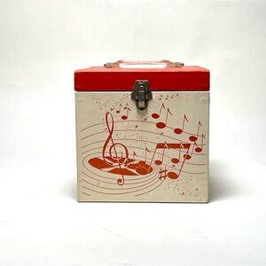 Vintage Platter-Pak Record Storage Carrying Case Red White Alphabetic Dividers